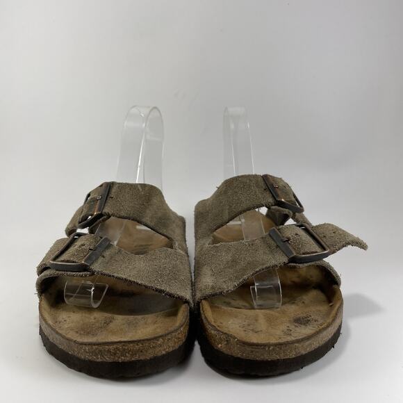Birkenstock Arizona Sandals Womens Size 38 US 7-7.5 Tan Suede Slide - Picture 2 of 10